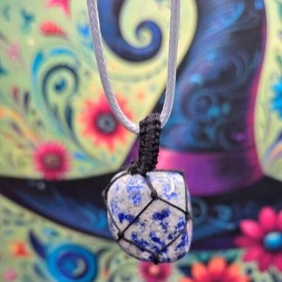 Lapis Lazuli Tumbled Gemstone Corded Pendant - Picture 5 of 7